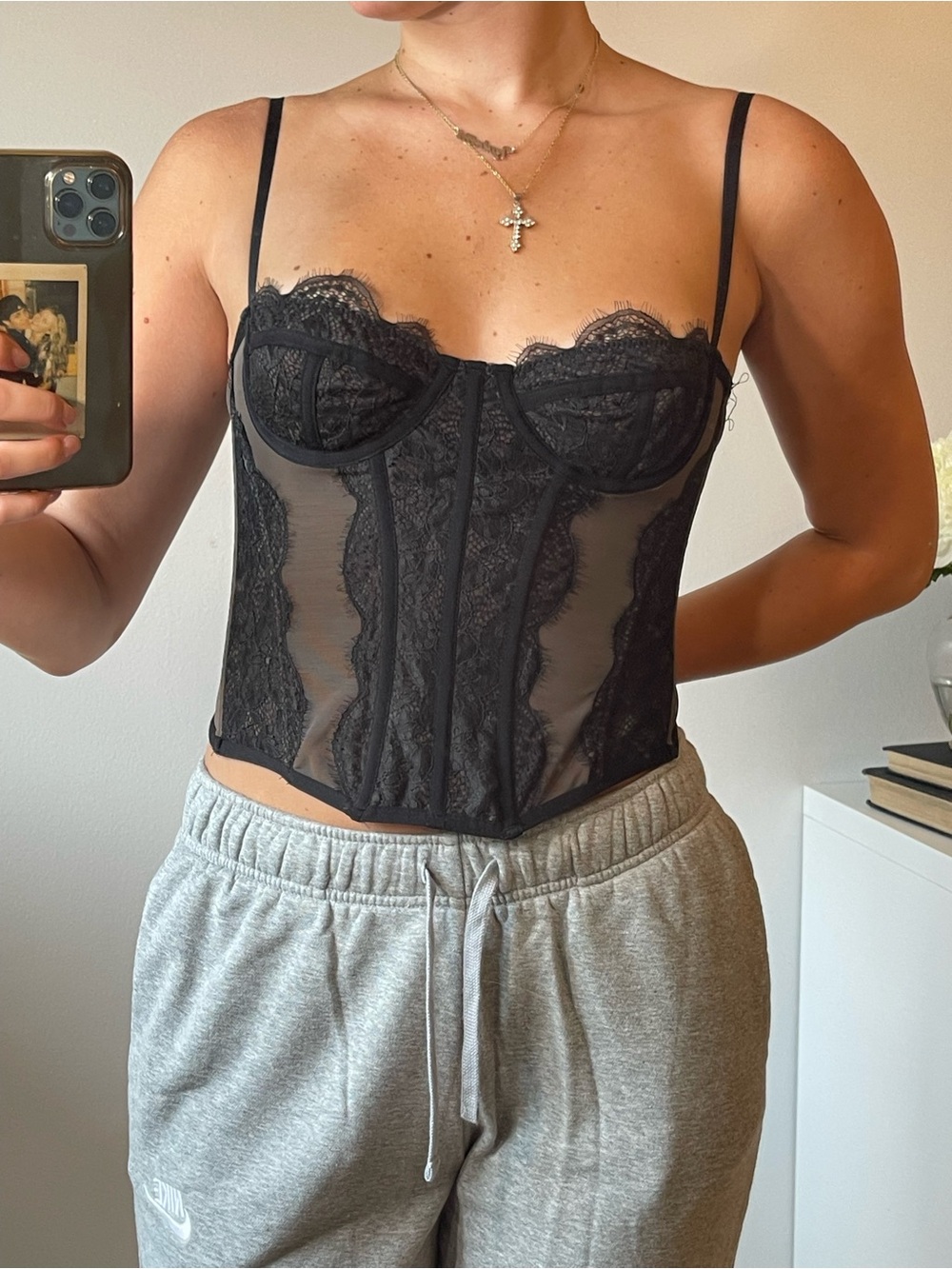 Urban Outfitters Black Lace Bustier Top